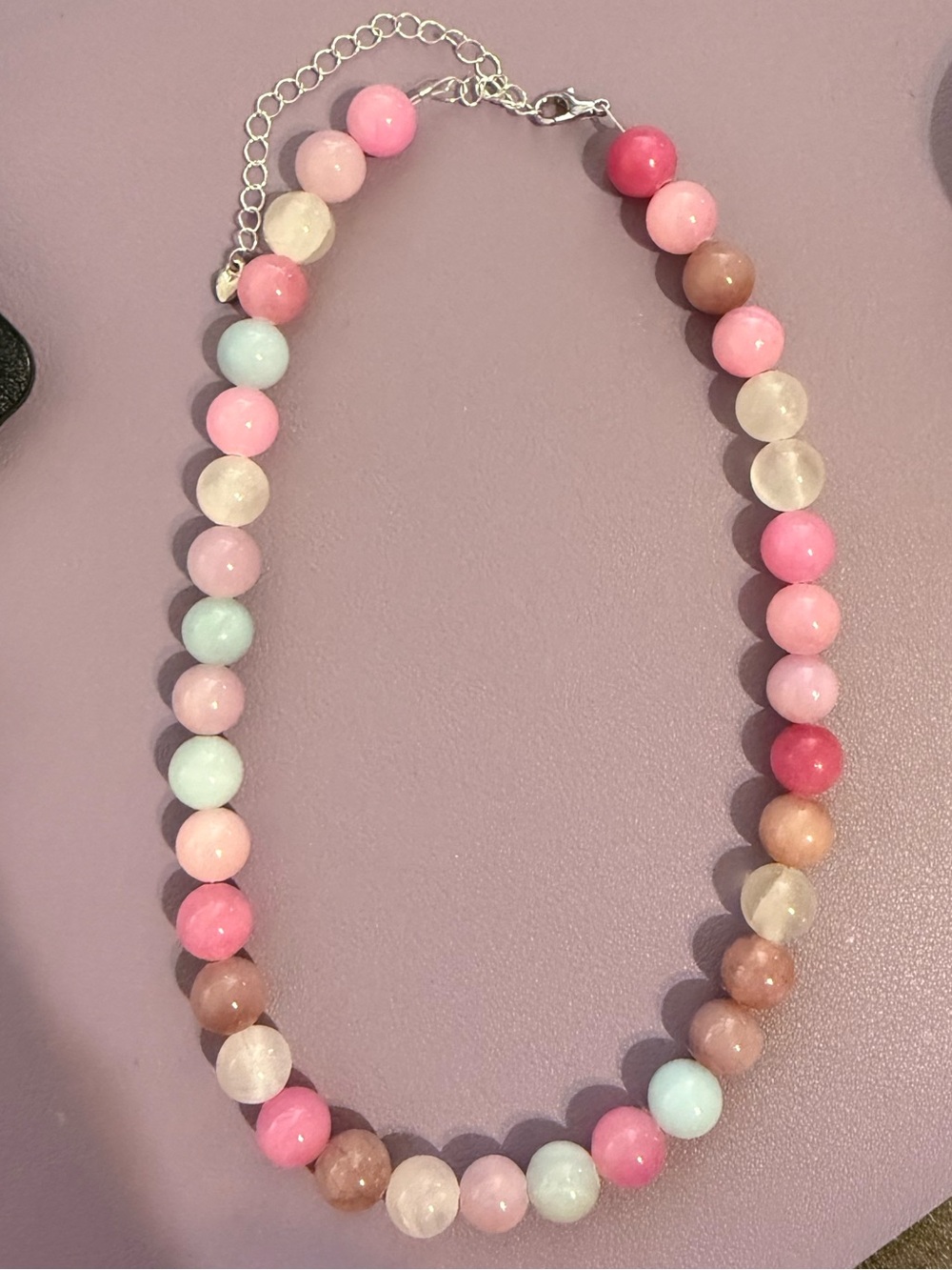 Beaded Pastel Pink & Mint Necklace